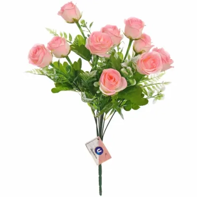 Искусственные цветы «Розовый букет» 42см 10 цветков розовые