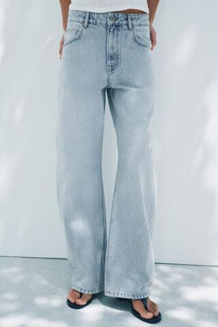 ZARA ДЖИНСЫ СВОБОДНОГО КРОЯ С НИЗКОЙ ПОСАДКОЙ — ZW COLLECTION, ГОЛУБОЙ