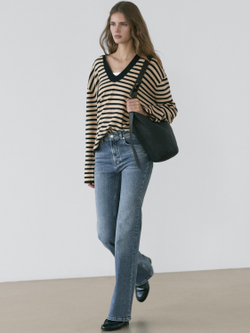 Massimo Dutti Джинсы-клеш зауженные, средне-синий