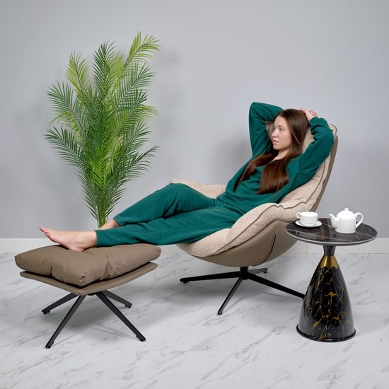 Кресло HUG латте, экокожа, шенилл