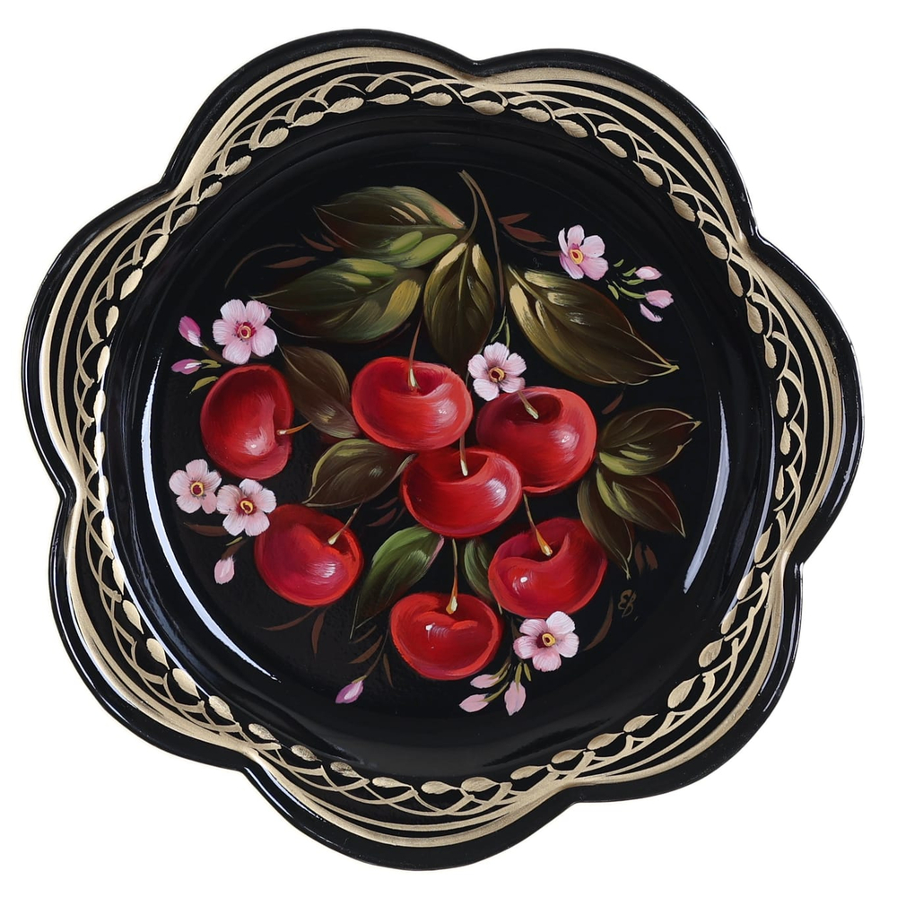 Жостовский поднос декоративный, размер 18 см (A1), металлический