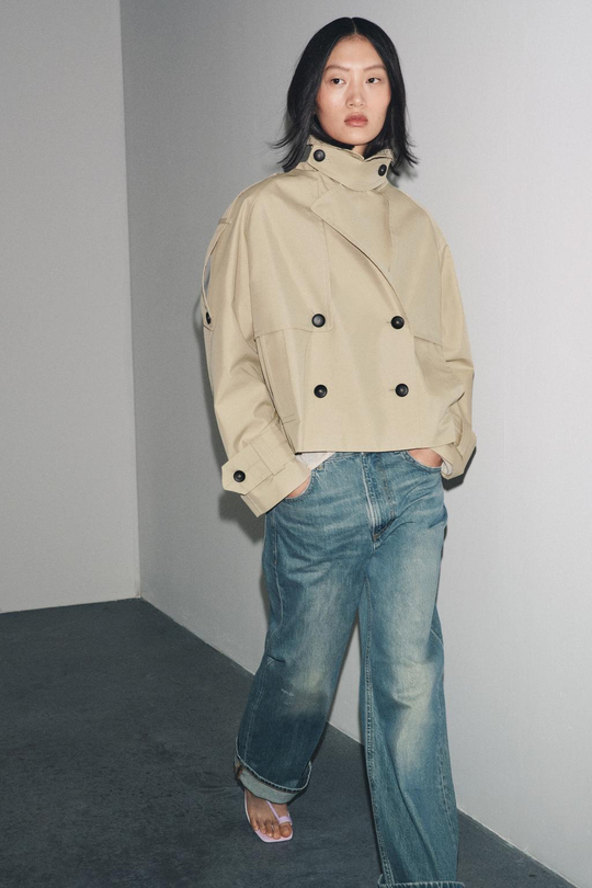 ZARA КОРОТКИЙ ТРЕНЧ WATER REPELLENT — ZW COLLECTION, СВЕТЛО-БЕЖЕВЫЙ
