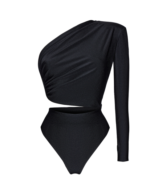 Боди с разрезом на талии и одним рукавом из бифлекса