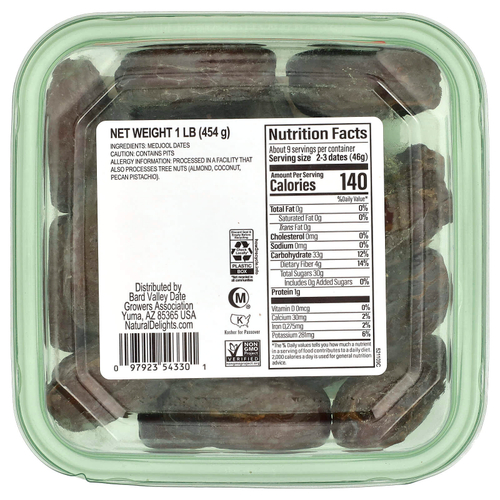 Natural Delights, Свежие финики Medjool, цельные, 454 г (1 фунт)
