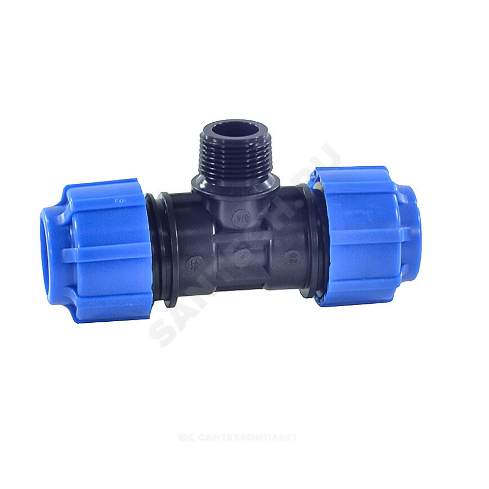 Тройник компрессионный ПЭ Дн 25х1/2"х25 НР Ру16 ТПК-АКВА 51251225