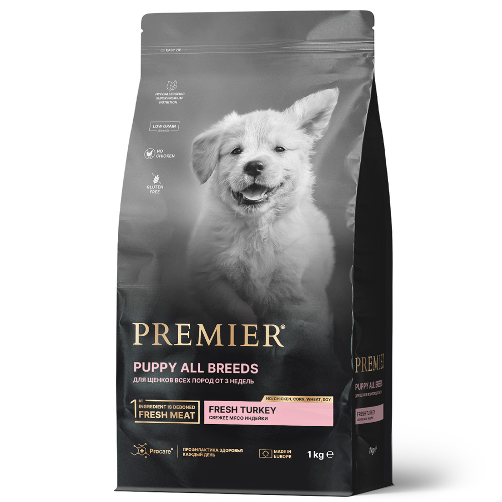 Premier Dog Puppy Turkey Сухой корм для щенков всех пород с  индейкой, 1 кг