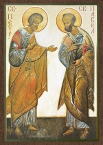 Икона "Апостолы Петр и Павел" 6х9 на МДФ-6