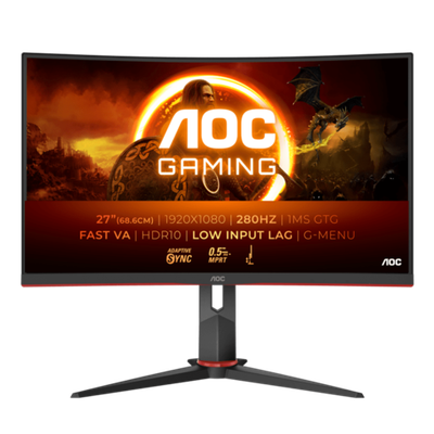 Монитор Игровой 27" AOC C27G2Z3/BK/01 VA 1920x1080 1500R 280Hz 1мс 300кд/м 3000:1 2xHDMI 1xDP Black