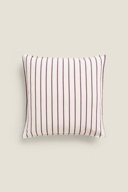 ZARA HOME ЧЕХОЛ ДЛЯ ДЕКОРАТИВНОЙ ПОДУШКИ С КОНТРАСТНОЙ ПОЛОСКОЙ, СИНИЙ