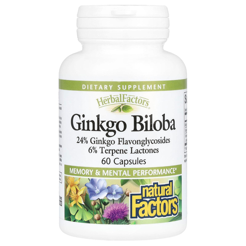 Natural Factors, HerbalFactors®, гинкго билоба, 60 капсул