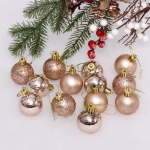 Новогодние шары 4 см (набор 24 шт) "Микс фактур", шампань (Серпантин)