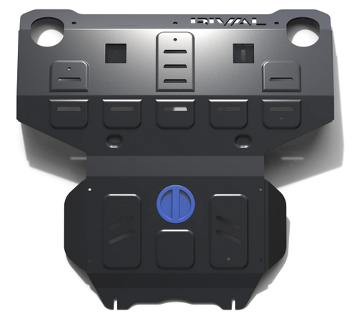 Защита радиатора и картера Rival для Toyota Fortuner II (V - 2.7; 2.8D) 4WD 2017-2020 2020-н.в./Toyota Hilux VIII (V - 2.4D; 2.8D) 4WD 2015-2018/Toyota Hilux VIII рестайлинг (V - 2.8D) 4WD 2018-2020 2020-н.в., сталь 3 мм, с крепежом, штампованная, 2111.5710.1.3