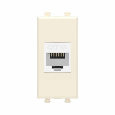 Компьютерная розетка RJ-45 без шторки модульная, кат.6А, "Avanti", "Ванильная дымка", 1 модуль