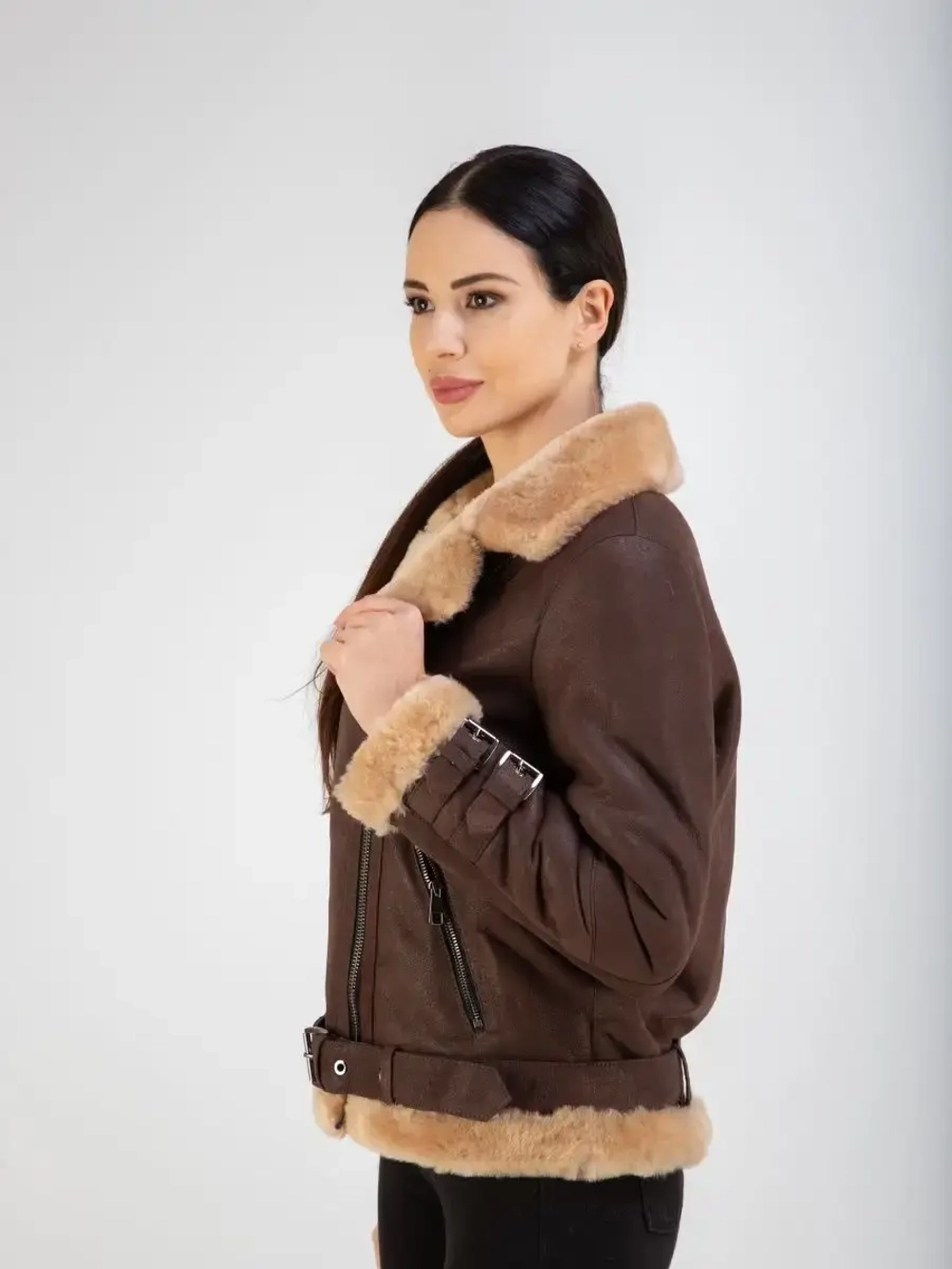 Дубленка авиатор натуральная короткая Турция