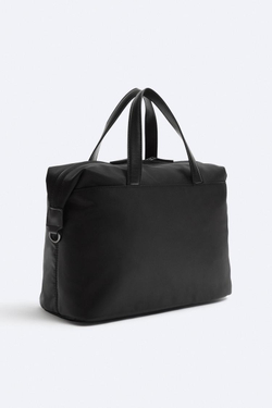 ZARA НЕЙЛОНОВАЯ СУМКА-БОУЛИНГ СРЕДНЕГО РАЗМЕРА, ЧЕРНЫЙ