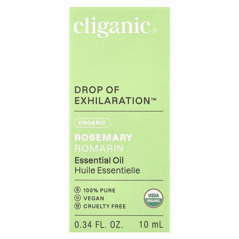 Cliganic, Drop of Exhilaration ™, органическое эфирное масло розмарина, 10 мл (0,34 жидк. Унции)