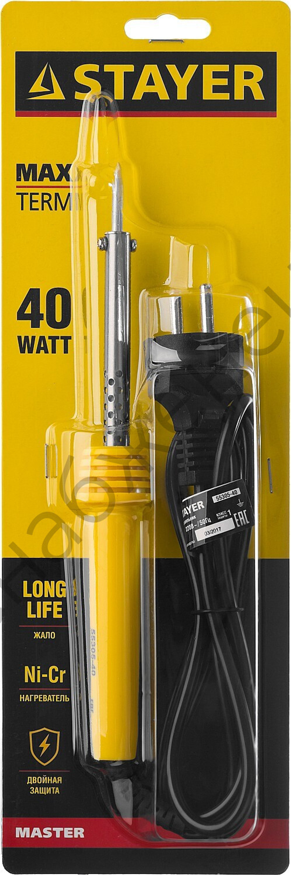 STAYER MAXTerm 40 Вт конус, Электропаяльник с пластиковой рукояткой (55305-40)
