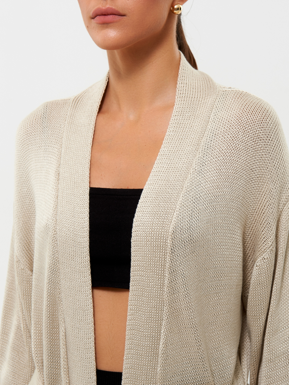 Кардиган MOREON с длинным рукавом, светло-бежевый