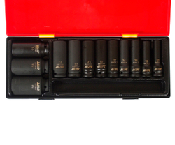 Набор головок торцевых 1/2" 12-ти гранных 10-32мм глубоких ударных 12 предметов в кейсе JTC