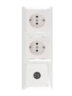 Комплект розетка-2 шт+ТВ розетка-1 шт+рамка 3 поста - 1 шт белый