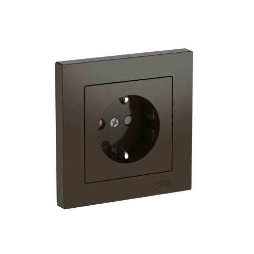 Atlas Desing Розетка с заземлением со шторками, 16А, в сборе, быстрозажим. клем., Мокко