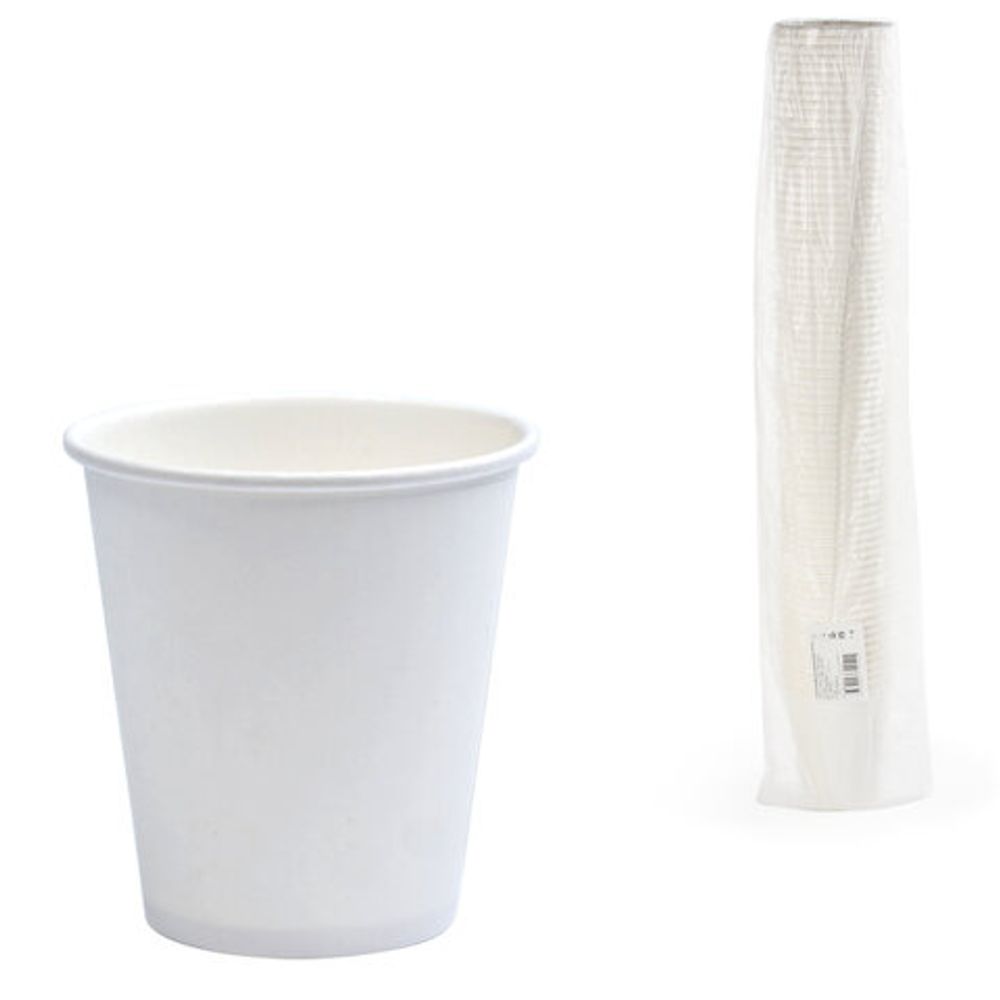 Стакан одноразовый бумажный 250/280 мл, D 80 мм, КОМПЛЕКТ 50 шт., однослойный, белый, холодное/горячее, ФОРМАЦИЯ, HB80-280-0000