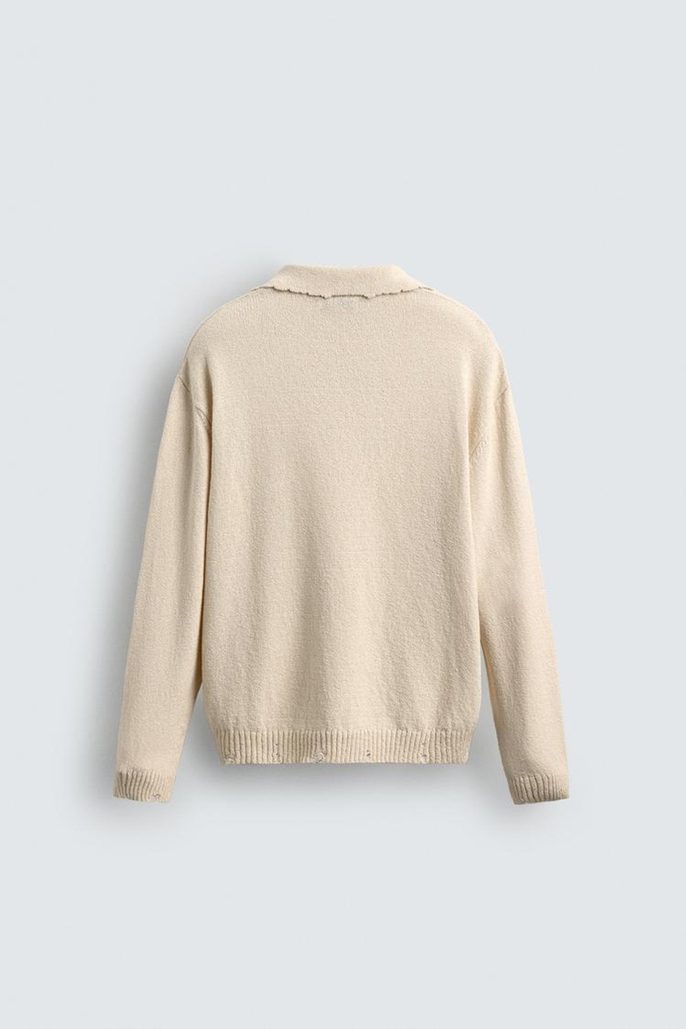 ZARA ТРИКОТАЖНОЕ ПОЛО С ЭФФЕКТОМ ПОТЕРТОСТИ, ЭКРЮ