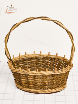 Корзинка овальная подарочная, арт. O270GR, 27х19х10 см, высота с ручкой 34 см