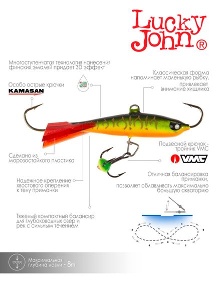 Балансир Lucky John NORDIC 4 с тр. 40мм/301RT блистер