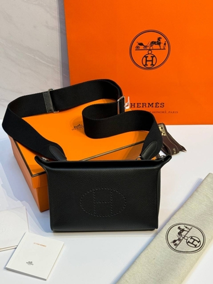 Черная мужская сумка мессенджер Hermes Videpoches