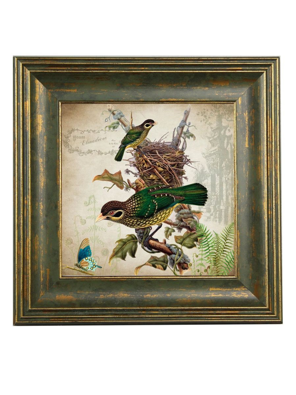 Картина на стену для интерьера на холсте в раме "Птицы" 29*29 см