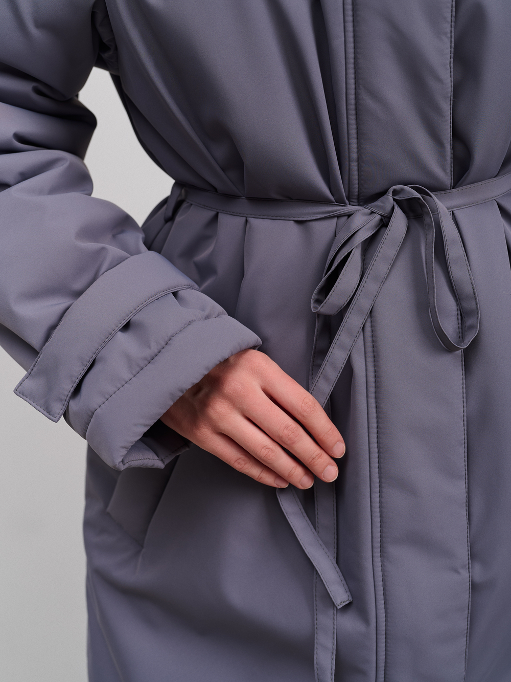 Пальто женское демисезонное "Ливерпуль" серый