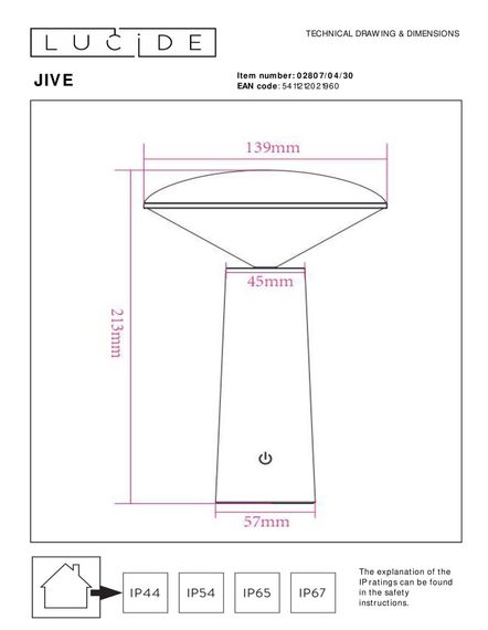 Уличный светодиодный светильник Lucide Jive 02807/04/30