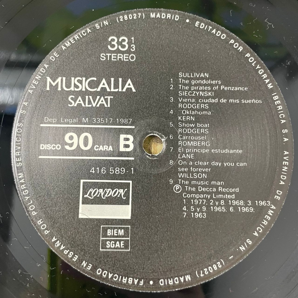 Винтажная виниловая пластинка LP Сборник Оперетт Musicalia 61. La Opereta II (Испания 1987)