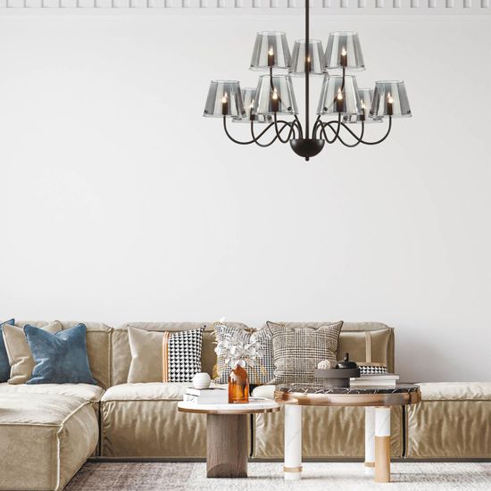 6570/9C MODERNI LN26 212 черный/дымчатый/металл/стекло Люстра потолочная G9 9*20W 220V SMOKY