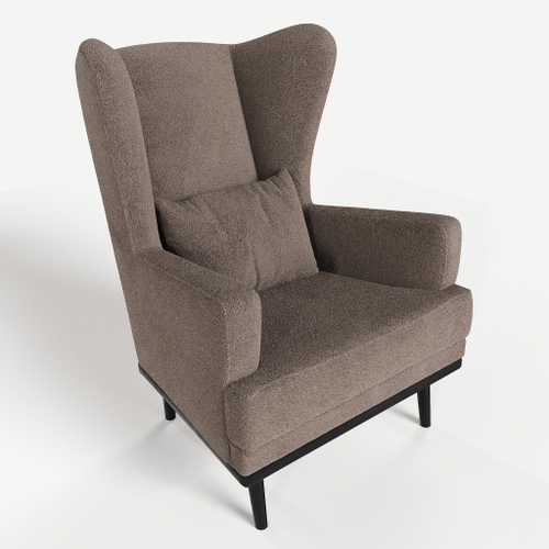 Мягкое кресло с ушами Фантазёр L-8 (Темно-серый), искусственный мех, на высоких ножках, для отдыха и чтения книг. В гостиную, балкон, спальню и переговорную комнату.