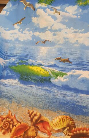 Вафельное полотно "Пляж" 150см