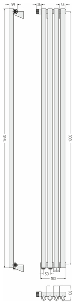Сунержа Эстет-0 EU50 левый 1800х180 4 секции