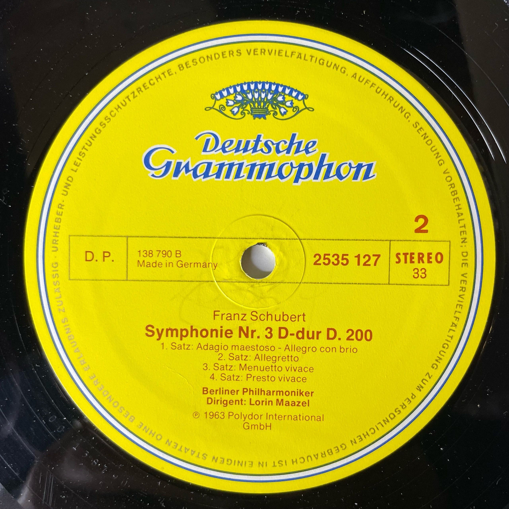 Винтажная виниловая пластинка LP Schubert Шуберт, Berliner Philharmoniker, Lorin Maazel, 2. Und 3. Symphonie (Германия 1977) Deutsche Grammophon