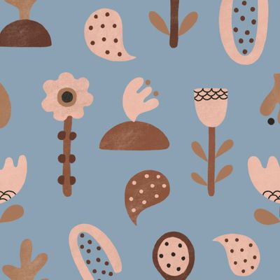 Абстрактные цветы на голубом