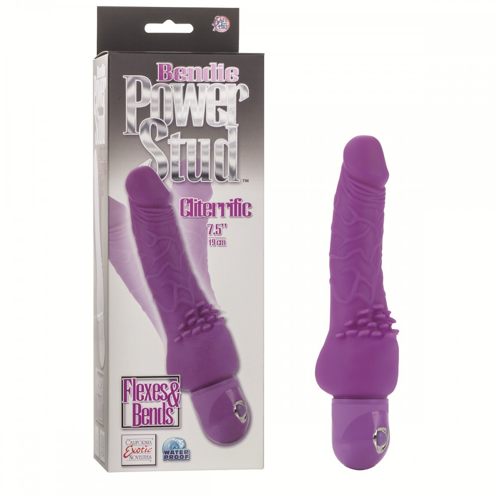 Фиолетовый вибратор Bendie Power Stud Cliterrific - 19 см.