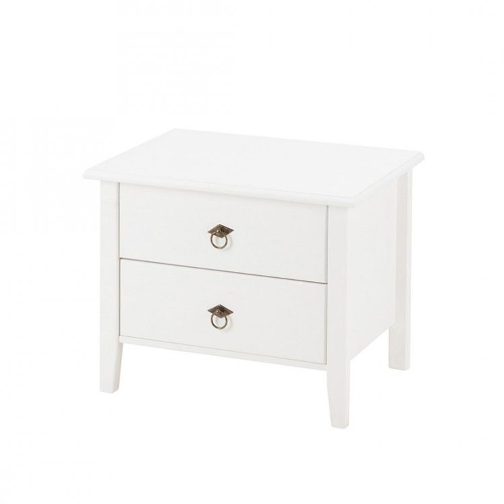 Dipriz Прикроватная тумба Боцен из массива сосны, 2 ящика, белый воск