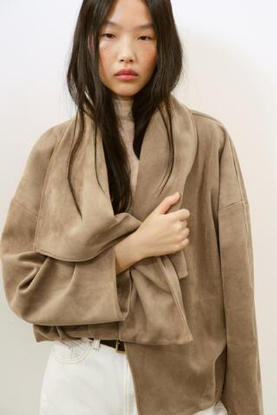 Искусственная замша, пальто с капюшоном - ZARA