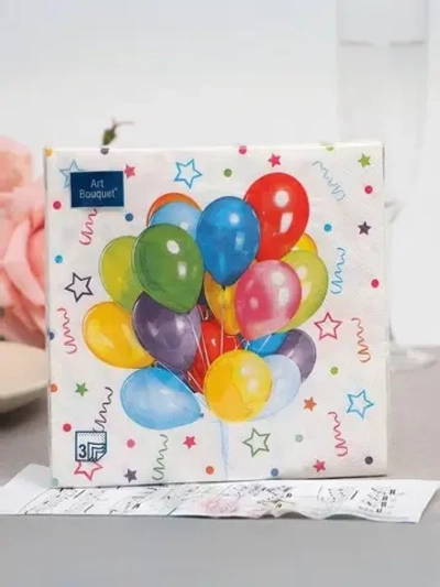 Салфетки бумажные 33*33 Арт Букет Веселый праздник, 3 сл., 20л