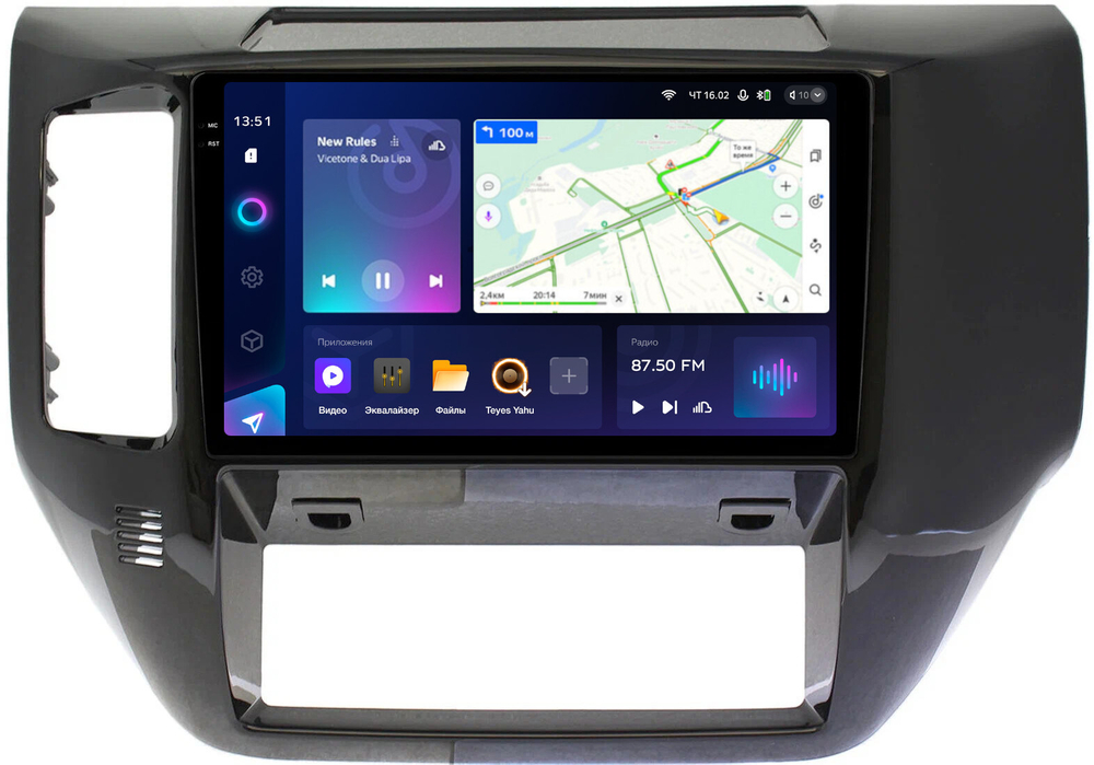 Магнитола для Nissan Patrol Y61 2004-2010 (рамка черная глянцевая) - Teyes CC3-2K монитор 9.5" 2K QLED на Android 10, ТОП процессор, CarPlay, 4G SIM-слот