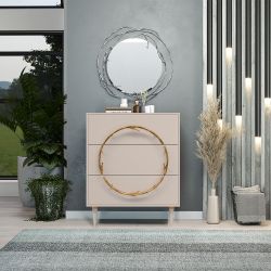 Комод Арт Колор matte Классик Голд с 3 ящиками Серый агат матовый