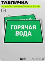 Табличка для обеспечения безопасности "Горячая вода", для производства, предприятия, организаций, 40х30 см, Silver Plane x Айдентика Технолоджи