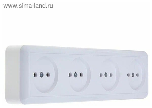 Розетка четырехместные ОП Оптима 16А (в компл. с монтажной пластиной) бел. Кунцево