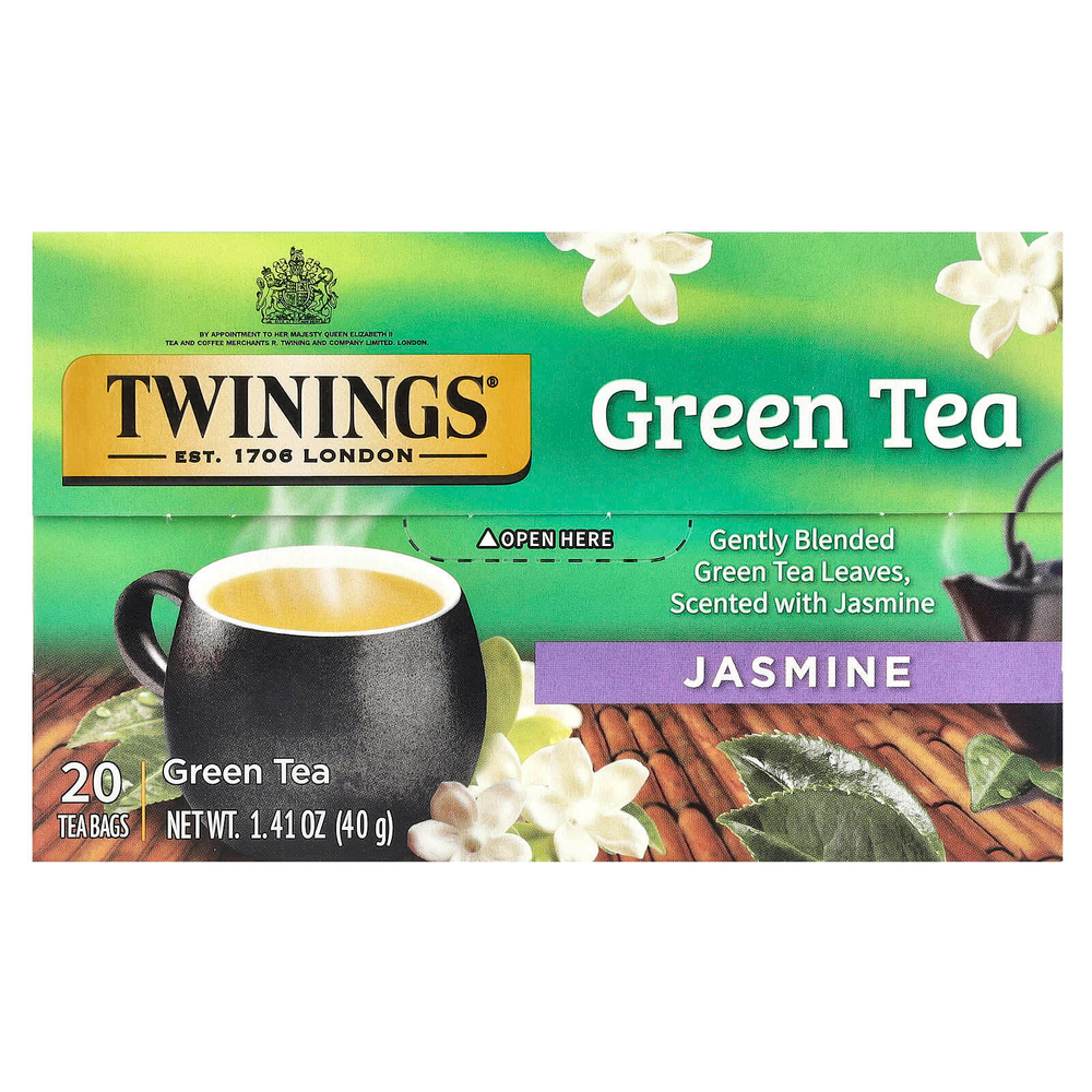 Twinings, Зеленый чай, жасмин, 20 чайных пакетиков, 40 г (1,41 унции)