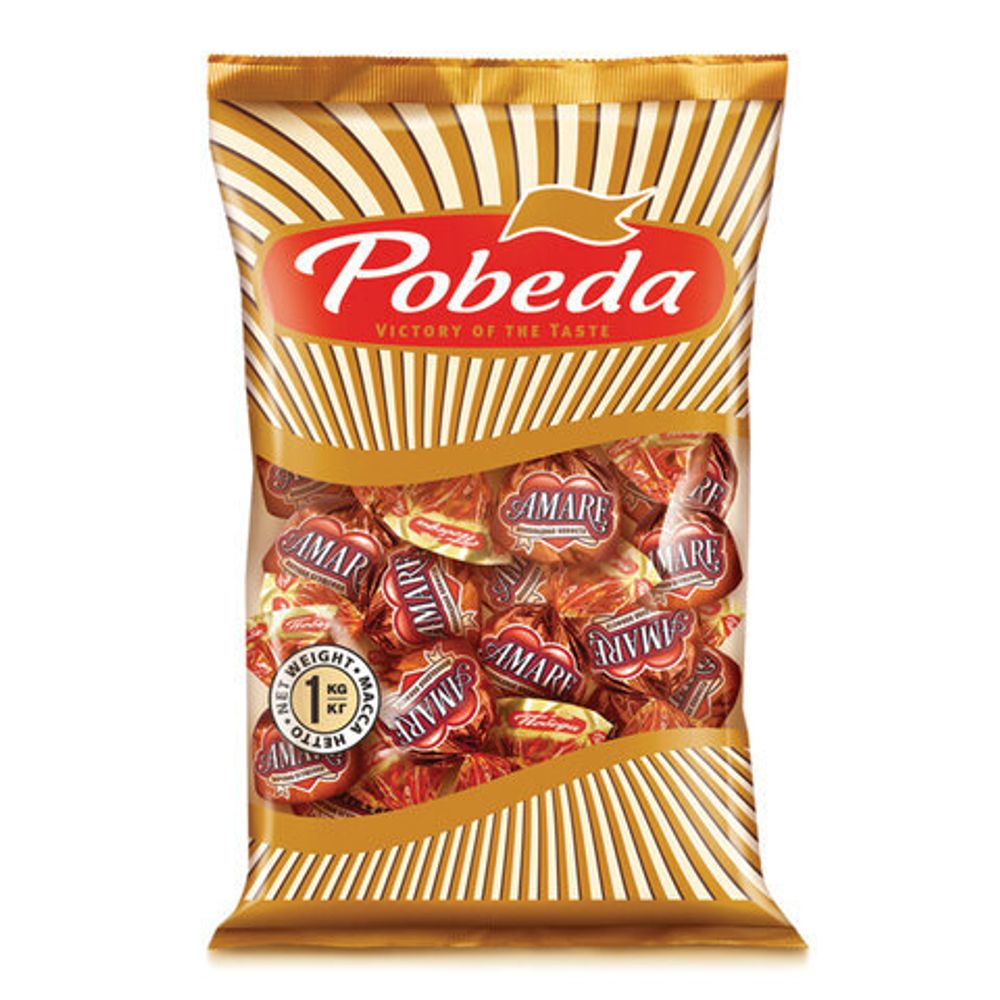 Конфеты ПОБЕДА ВКУСА "Амаре" (Amare) со вкусом сгущёнки и карамельной крошкой, 1000 г, пакет, IM_0107_С/1х3